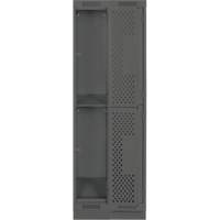 Clean Line Lockers, 2 -tier, Bank of 2, 24" x 15" x 76", Steel, Charcoal, Rivet (Assembled), Perforated Nuna Depot Inc.