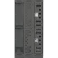Clean Line Lockers, 2 -tier, Bank of 3, 36" x 15" x 76", Steel, Charcoal, Rivet (Assembled), Perforated Nuna Depot Inc.