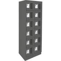 Assembled Lockerettes Clean Line Perforated Economy Lockers, 6 -tier, Bank of 2, 18" x 72" x 12", Steel Nuna Depot Inc.