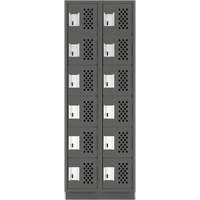 Assembled Lockerettes Clean Line Perforated Economy Lockers, 6 -tier, Bank of 2, 18" x 72" x 12", Steel Nuna Depot Inc.