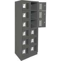 Assembled Lockerettes Clean Line Perforated Economy Lockers, 6 -tier, Bank of 2, 18" x 72" x 12", Steel Nuna Depot Inc.