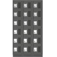 Assembled Lockerettes Clean Line Perforated Economy Lockers, 6 -tier, Bank of 3, 18" x 72" x 12", Steel Nuna Depot Inc.