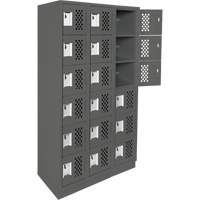Assembled Lockerettes Clean Line Perforated Economy Lockers, 6 -tier, Bank of 3, 18" x 72" x 12", Steel Nuna Depot Inc.