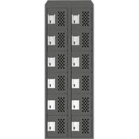 Assembled Lockerettes Clean Line Perforated Economy Lockers, 6 -tier, Bank of 2, 18" x 72" x 12", Steel Nuna Depot Inc.