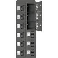 Assembled Lockerettes Clean Line Perforated Economy Lockers, 6 -tier, Bank of 2, 18" x 72" x 12", Steel Nuna Depot Inc.