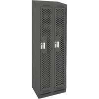 Clean Line Lockers, Bank of 2, 24" x 18" x 82", Steel, Charcoal, Rivet (Assembled), Perforated Nuna Depot Inc.