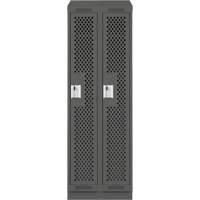Clean Line Lockers, Bank of 2, 24" x 18" x 82", Steel, Charcoal, Rivet (Assembled), Perforated Nuna Depot Inc.