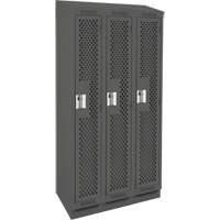 Clean Line Lockers, Bank of 3, 36" x 18" x 82", Steel, Charcoal, Rivet (Assembled), Perforated Nuna Depot Inc.
