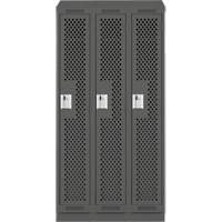 Clean Line Lockers, Bank of 3, 36" x 18" x 82", Steel, Charcoal, Rivet (Assembled), Perforated Nuna Depot Inc.