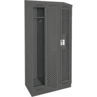 Clean Line Lockers, Bank of 3, 36" x 18" x 82", Steel, Charcoal, Rivet (Assembled), Perforated Nuna Depot Inc.