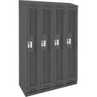 Clean Line Lockers, Bank of 4, 48" x 18" x 82", Steel, Charcoal, Rivet (Assembled), Perforated Nuna Depot Inc.