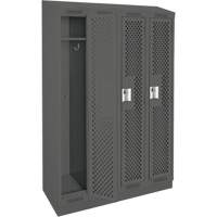 Clean Line Lockers, Bank of 4, 48" x 18" x 82", Steel, Charcoal, Rivet (Assembled), Perforated Nuna Depot Inc.