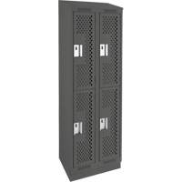 Clean Line Lockers, 2 -tier, Bank of 2, 24" x 15" x 82", Steel, Charcoal, Rivet (Assembled), Perforated Nuna Depot Inc.