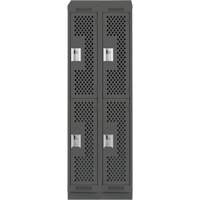 Clean Line Lockers, 2 -tier, Bank of 2, 24" x 15" x 82", Steel, Charcoal, Rivet (Assembled), Perforated Nuna Depot Inc.