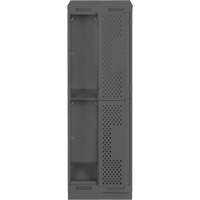 Clean Line Lockers, 2 -tier, Bank of 2, 24" x 15" x 82", Steel, Charcoal, Rivet (Assembled), Perforated Nuna Depot Inc.