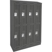 Casiers Clean Line, 2 niveaux, Bloc de 4, 48" x 12" x 82", Acier, Charbon, Rivet (assembl&eacute;), Perfor&eacute; Nuna Depot Inc.