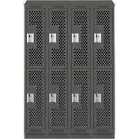 Casiers Clean Line, 2 niveaux, Bloc de 4, 48" x 12" x 82", Acier, Charbon, Rivet (assembl&eacute;), Perfor&eacute; Nuna Depot Inc.
