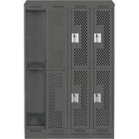 Casiers Clean Line, 2 niveaux, Bloc de 4, 48" x 12" x 82", Acier, Charbon, Rivet (assembl&eacute;), Perfor&eacute; Nuna Depot Inc.