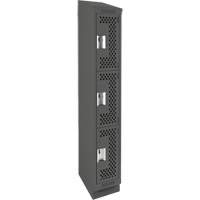 Clean Line Lockers, 3 -tier, 12" x 18" x 82", Steel, Charcoal, Rivet (Assembled), Perforated Nuna Depot Inc.