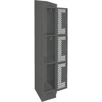 Clean Line Lockers, 3 -tier, 12" x 18" x 82", Steel, Charcoal, Rivet (Assembled), Perforated Nuna Depot Inc.
