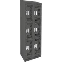 Clean Line Lockers, 3 -tier, Bank of 2, 24" x 18" x 82", Steel, Charcoal, Rivet (Assembled), Perforated Nuna Depot Inc.