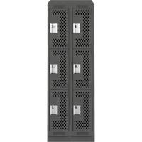 Clean Line Lockers, 3 -tier, Bank of 2, 24" x 18" x 82", Steel, Charcoal, Rivet (Assembled), Perforated Nuna Depot Inc.