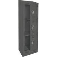 Clean Line Lockers, 3 -tier, Bank of 2, 24" x 18" x 82", Steel, Charcoal, Rivet (Assembled), Perforated Nuna Depot Inc.