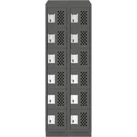 Assembled Lockerettes Clean Line Perforated Economy Lockers, 6 -tier, Bank of 2, 18" x 72" x 12", Steel Nuna Depot Inc.