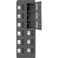Assembled Lockerettes Clean Line Perforated Economy Lockers, 6 -tier, Bank of 2, 18" x 72" x 12", Steel Nuna Depot Inc.