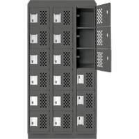 Assembled Lockerettes Clean Line Perforated Economy Lockers, 6 -tier, Bank of 3, 18" x 72" x 12", Steel Nuna Depot Inc.