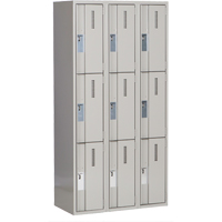 Concorde Heavy-Duty Lockers, 3 -tier, Bank of 3, 36" x 18" x 72", Steel, Grey, Welded (Assembled) Nuna Depot Inc.