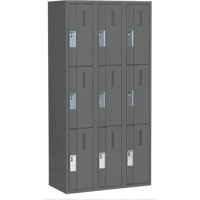 Concorde Heavy-Duty Lockers, 3 -tier, Bank of 3, 36" x 18" x 72", Steel, Charcoal, Welded (Assembled) Nuna Depot Inc.