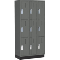 Concorde Heavy-Duty Lockers, 3 -tier, Bank of 3, 36" x 18" x 76", Steel, Charcoal, Welded (Assembled) Nuna Depot Inc.