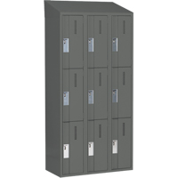 Concorde Heavy-Duty Lockers, 3 -tier, Bank of 3, 36" x 18" x 78", Steel, Charcoal, Welded (Assembled) Nuna Depot Inc.