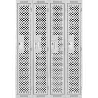 Clean Line Lockers, Bank of 4, 48" x 15" x 72", Steel, Grey, Rivet (Assembled), Perforated Nuna Depot Inc.