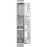 Clean Line Lockers, 3 -tier, 12" x 12" x 72", Steel, Grey, Rivet (Assembled), Perforated Nuna Depot Inc.