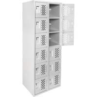 Clean-Line Perforated Lockerette, 6 -tier, Bank of 2, 15" x 72" x 12", Steel Nuna Depot Inc.