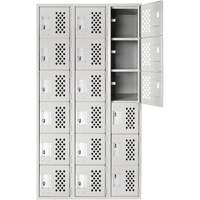 Clean-Line Perforated Lockerette, 6 -tier, Bank of 3, 15" x 72" x 12", Steel Nuna Depot Inc.