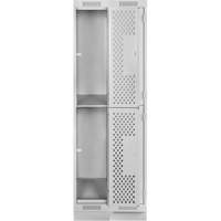 Clean Line Lockers, 2 -tier, Bank of 2, 24" x 18" x 76", Steel, Grey, Rivet (Assembled), Perforated Nuna Depot Inc.