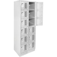 Assembled Lockerettes Clean Line Perforated Economy Lockers, 6 -tier, Bank of 2, 18" x 72" x 12", Steel Nuna Depot Inc.