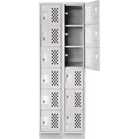 Assembled Lockerettes Clean Line Perforated Economy Lockers, 6 -tier, Bank of 2, 18" x 72" x 12", Steel Nuna Depot Inc.