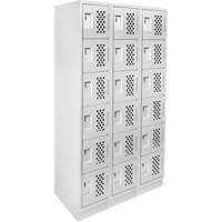 Assembled Lockerettes Clean Line Perforated Economy Lockers, 6 -tier, Bank of 3, 18" x 72" x 12", Steel Nuna Depot Inc.