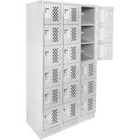 Assembled Lockerettes Clean Line Perforated Economy Lockers, 6 -tier, Bank of 3, 18" x 72" x 12", Steel Nuna Depot Inc.