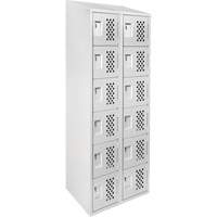 Assembled Lockerettes Clean Line Perforated Economy Lockers, 6 -tier, Bank of 2, 18" x 72" x 12", Steel Nuna Depot Inc.