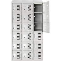 Assembled Lockerettes Clean Line Perforated Economy Lockers, 6 -tier, Bank of 3, 18" x 72" x 12", Steel Nuna Depot Inc.