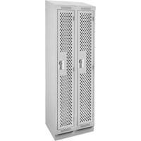 Clean Line Lockers, Bank of 2, 24" x 18" x 82", Steel, Grey, Rivet (Assembled), Perforated Nuna Depot Inc.