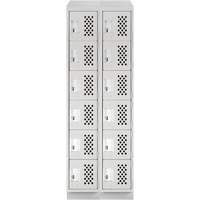 Assembled Lockerettes Clean Line Perforated Economy Lockers, 6 -tier, Bank of 2, 18" x 72" x 12", Steel Nuna Depot Inc.