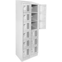 Assembled Lockerettes Clean Line Perforated Economy Lockers, 6 -tier, Bank of 2, 18" x 72" x 12", Steel Nuna Depot Inc.