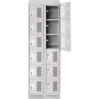 Assembled Lockerettes Clean Line Perforated Economy Lockers, 6 -tier, Bank of 2, 18" x 72" x 12", Steel Nuna Depot Inc.