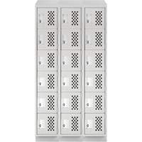 Assembled Lockerettes Clean Line Perforated Economy Lockers, 6 -tier, Bank of 3, 18" x 72" x 12", Steel Nuna Depot Inc.